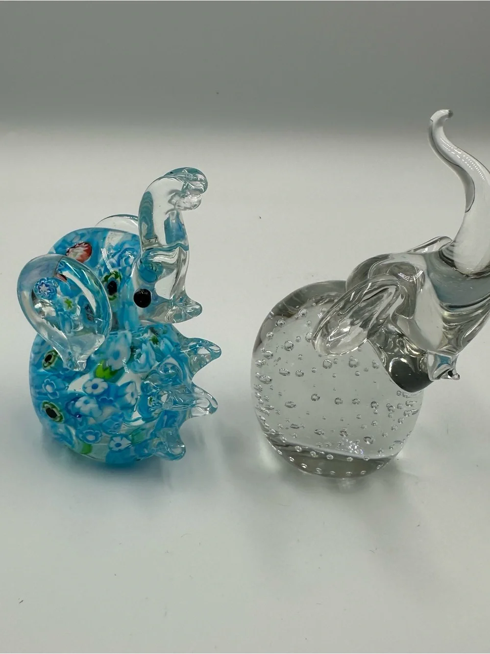 Blue Millefiori Glass Elephant Figurine - Decorative Home Accent